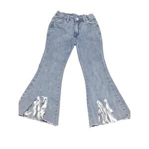 White tulle Flower Girl's boutique flare jeans kids size 7/8